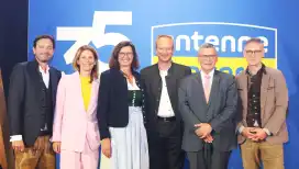 Stefan Meixner, Katrin Müller-Hohenstein, Landtagspräsidentin Ilse Aigner, BLM-Präsident Dr. Thorsten Schmiege, Medienminister Dr. Florian Herrmann, Felix Kovac